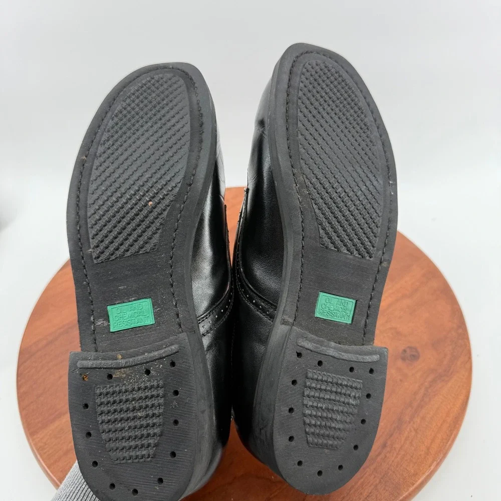 Texas Steer Oxford Shoes Black Leather Work Safety Sole Brogue Mens 9.5‎ E Wide
